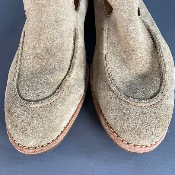 Size 13 Denali Beige Vegetable Tanned Suede Crepe Sole Slip On Venetian Loafers - Picture 9 of 9